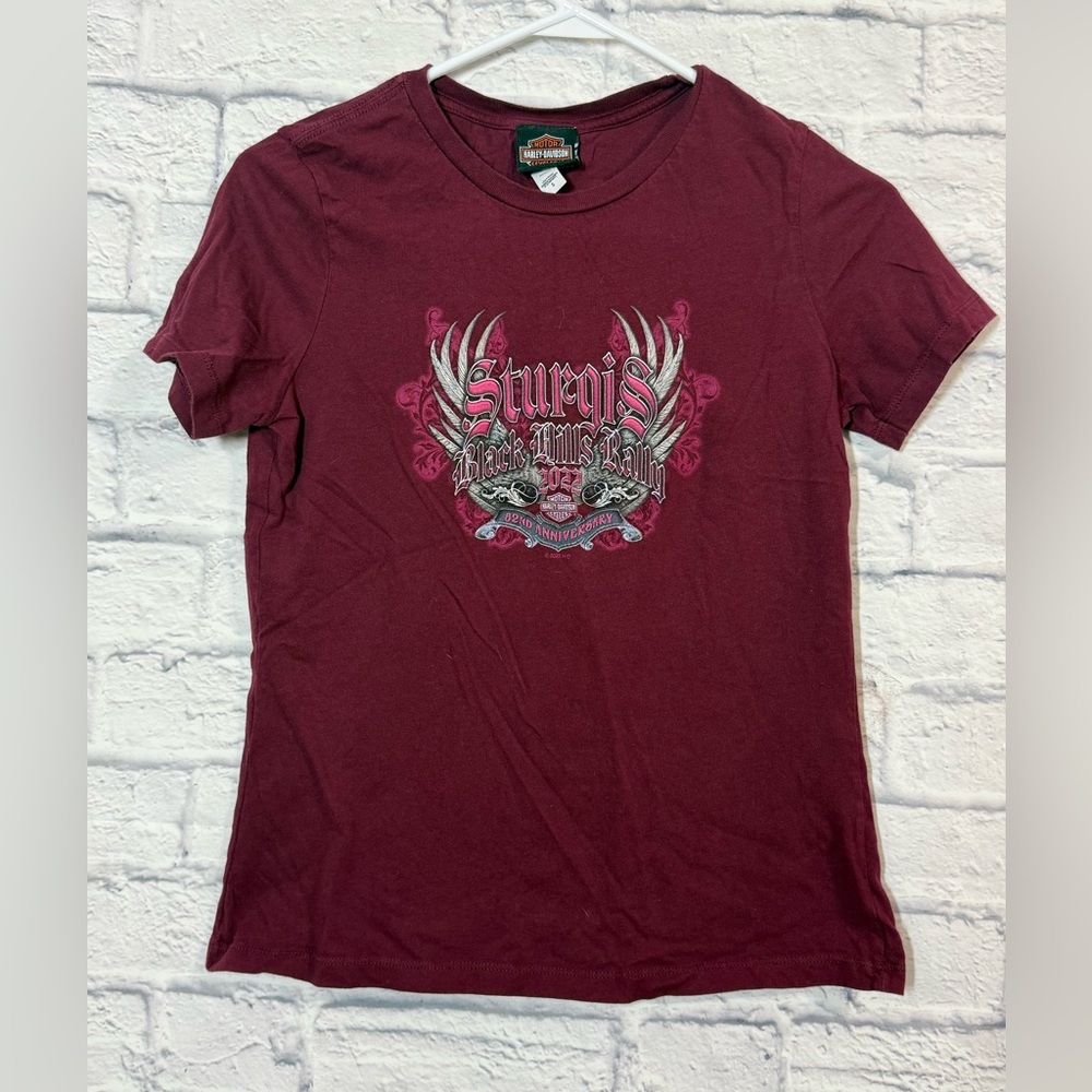 Harley Davidson Sturgis Graphic Short-Sleeve Tee - Burgundy, Small